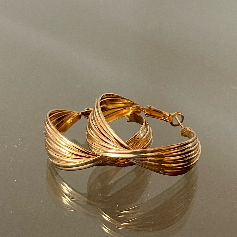 Gold Twisted Hoop Earrings
